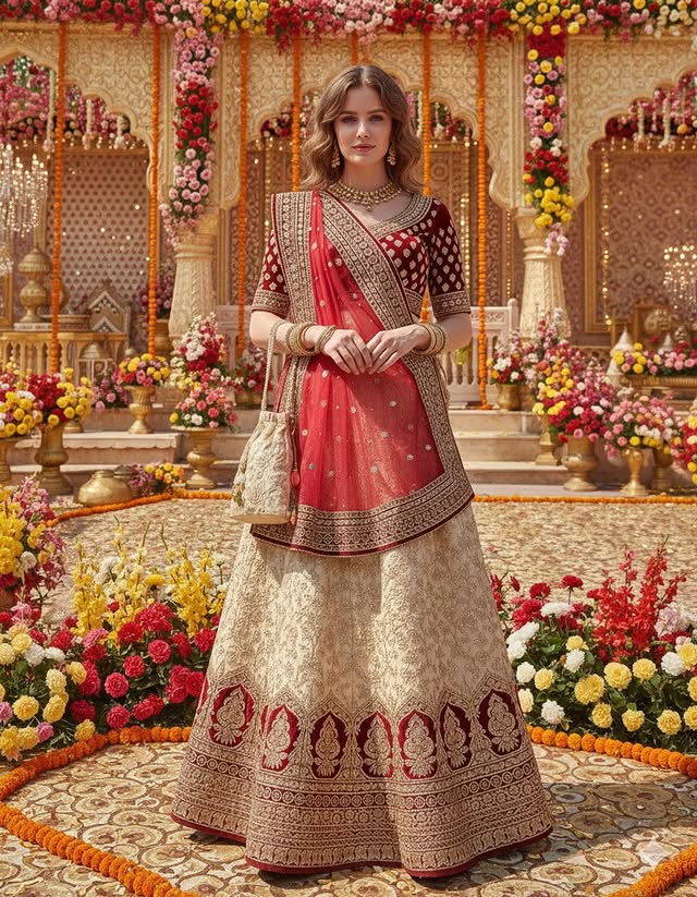 Pink Chiffon Lehenga